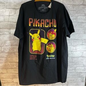 Pokémon‎ Pikachu Profile Black Graphic T-Shirt Size XL NWT